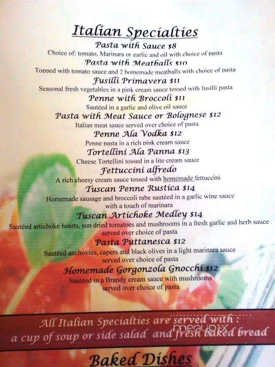 The Tuscan Grille - Flagler Beach, FL menu_pic