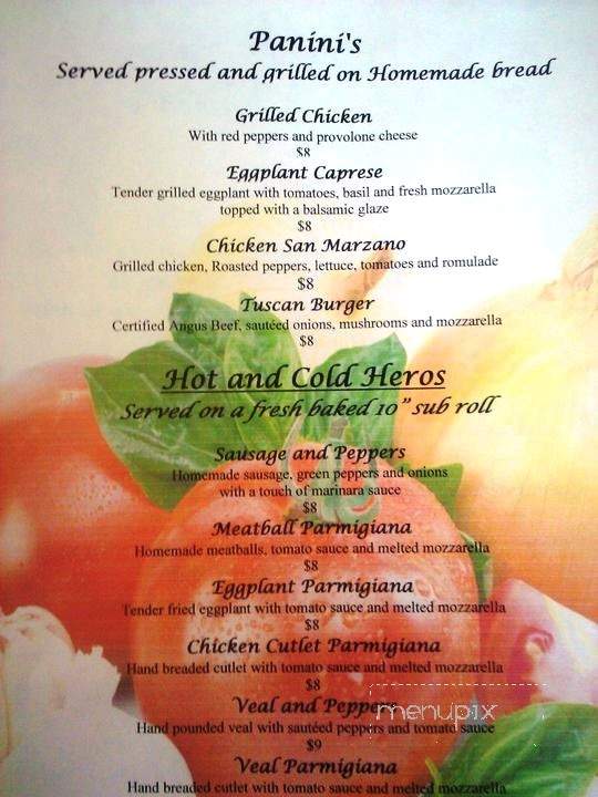 The Tuscan Grille - Flagler Beach, FL menu_pic
