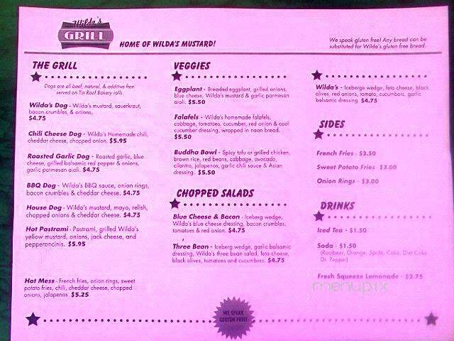 Wilda's Grill - Redding, CA menu_pic