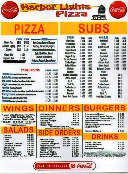 harbor Lights Pizza - Rockport, MA menu_pic