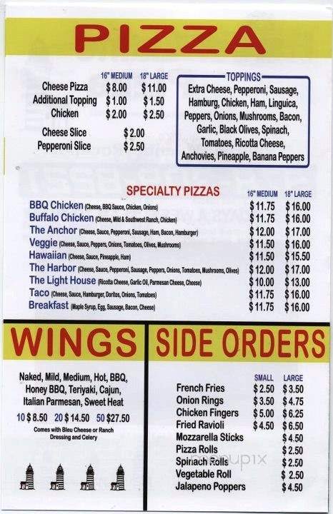 harbor Lights Pizza - Rockport, MA menu_pic