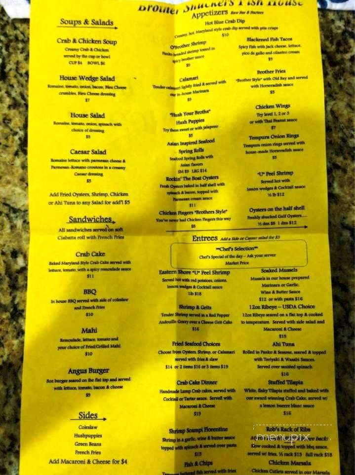 Brother Shuckers Fish House - Myrtle Beach, SC menu_pic