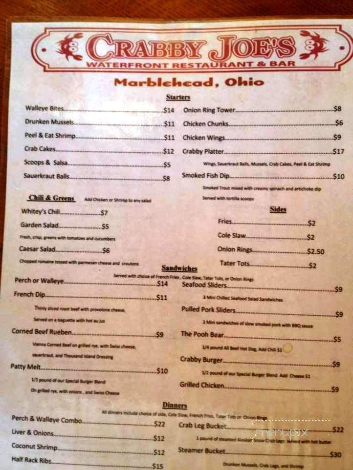 Crabby Joe's Dockside - Lakeside Marblehead, OH menu_pic