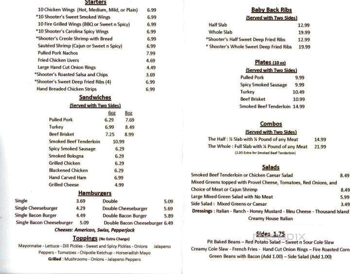 Shooters Bar BBQ - O'Fallon, IL menu_pic