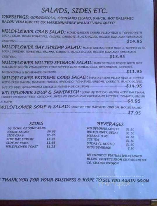 Wildflower Grill - Lincoln City, OR menu_pic