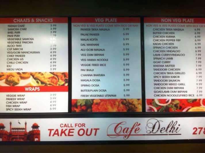 Cafe Delhi - Carnegie, PA menu_pic