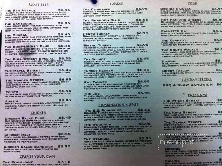5th Avenue Deli - Columbia, SC menu_pic