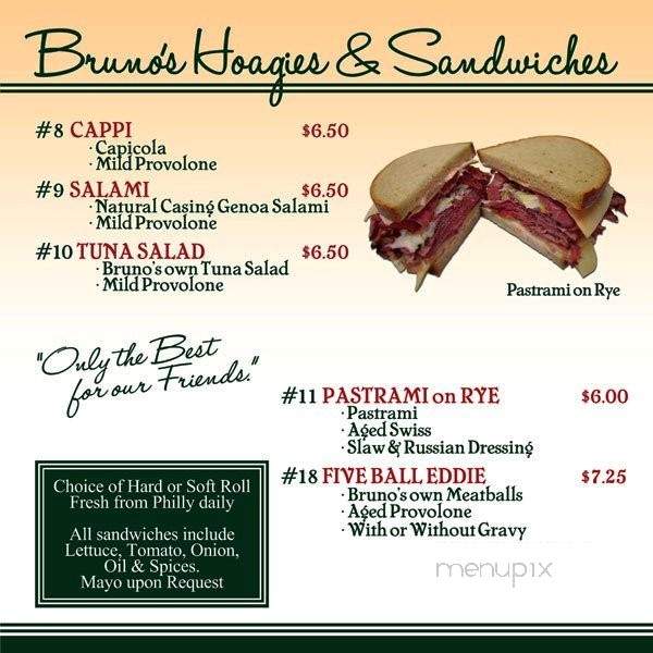Bruno's Old Style Hoagies - Palmyra, PA menu_pic