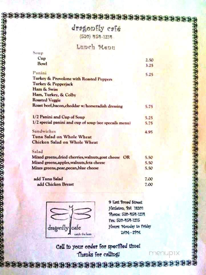 Dragonfly Cafe - Hazleton, PA menu_pic