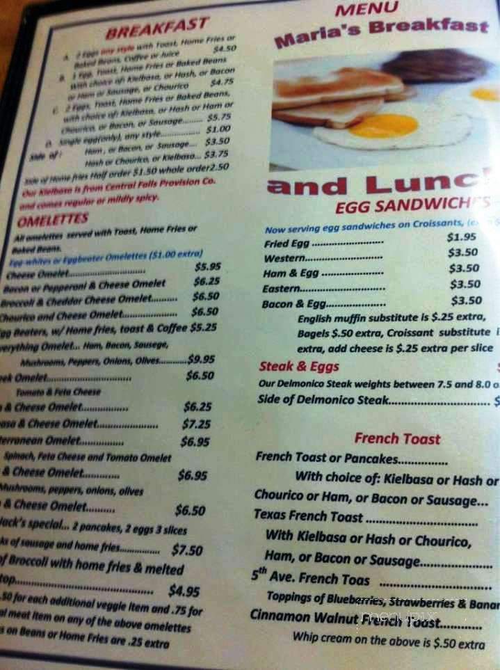 Maria's Breakfast & Lunch - Pawtucket, RI menu_pic