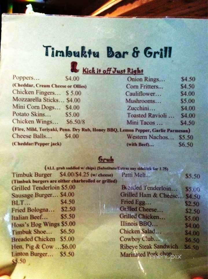 Timbuktu - Decatur, IL menu_pic