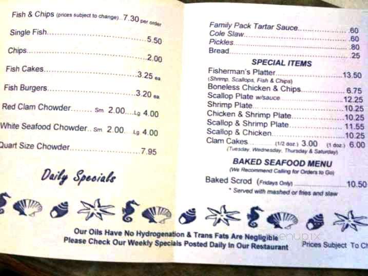 Ye Olde English Fish & Chips - Woonsocket, RI menu_pic