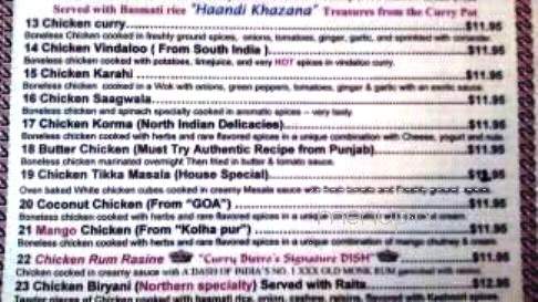 Curry Bistro - Everett, WA menu_pic