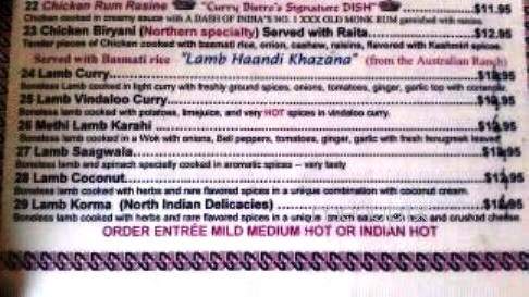 Curry Bistro - Everett, WA menu_pic