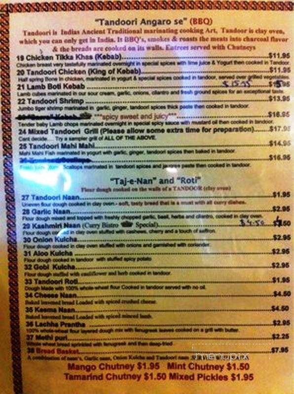 Curry Bistro - Everett, WA menu_pic