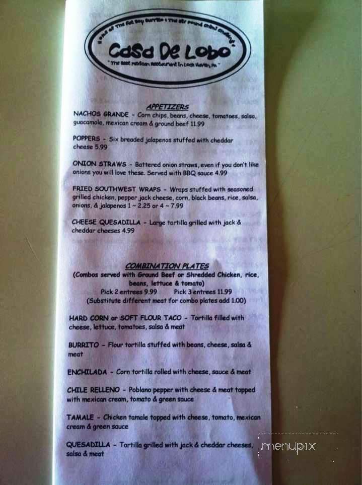 Casa De Lobo - Lock Haven, PA menu_pic