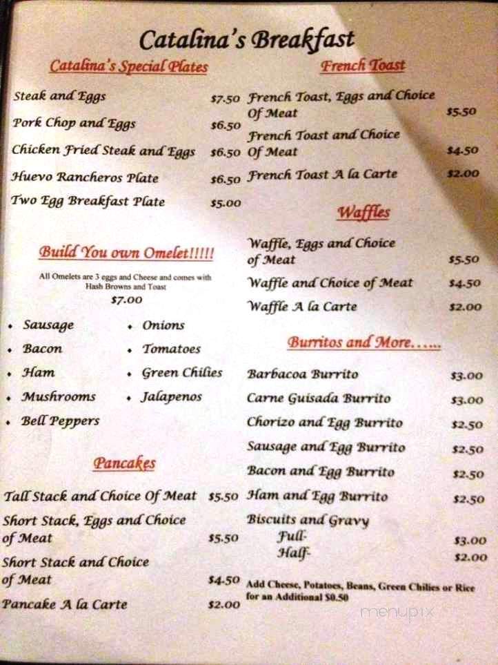Catalina's Restaurant - Lubbock, TX menu_pic