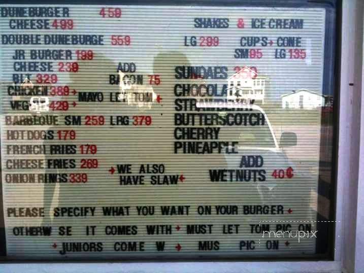 Dune Burger - Nags Head, NC menu_pic