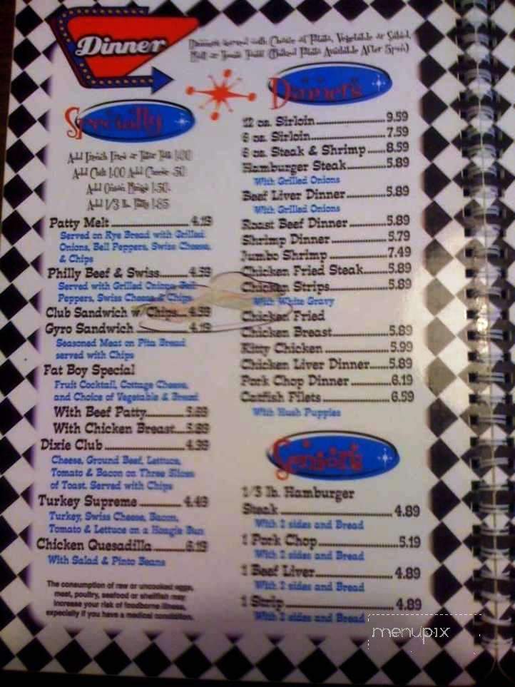 Dixie Diner - Nicoma Park, OK menu_pic