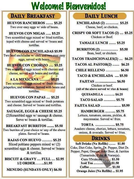 El Cerrito - Azle, TX menu_pic