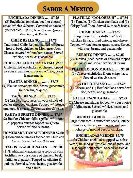 El Cerrito - Azle, TX menu_pic