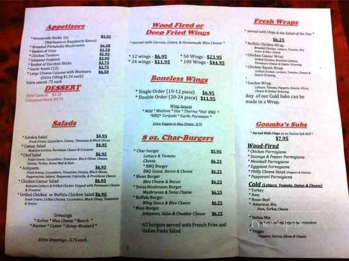 Goomba's Pizza - Castleton On Hudson, NY menu_pic
