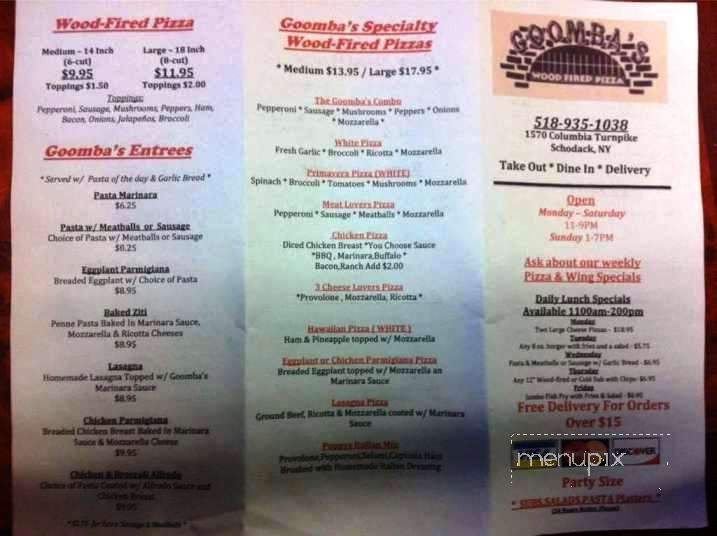 Goomba's Pizza - Castleton On Hudson, NY menu_pic
