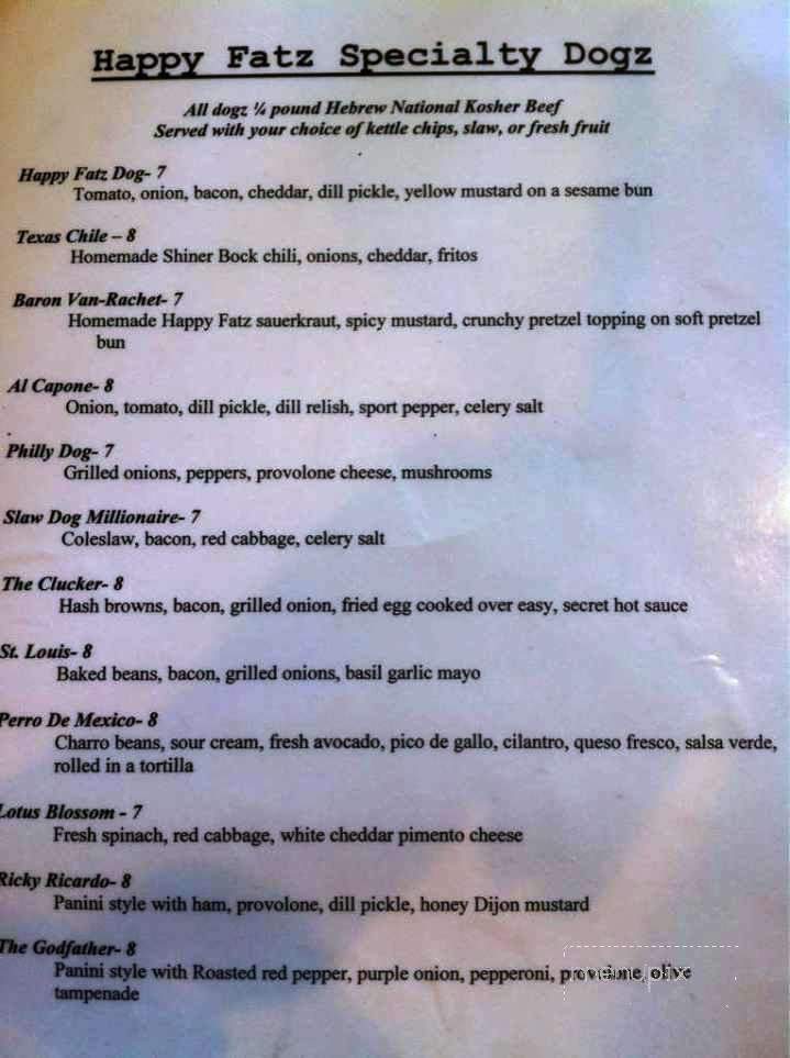 Happy Fatz - Houston, TX menu_pic