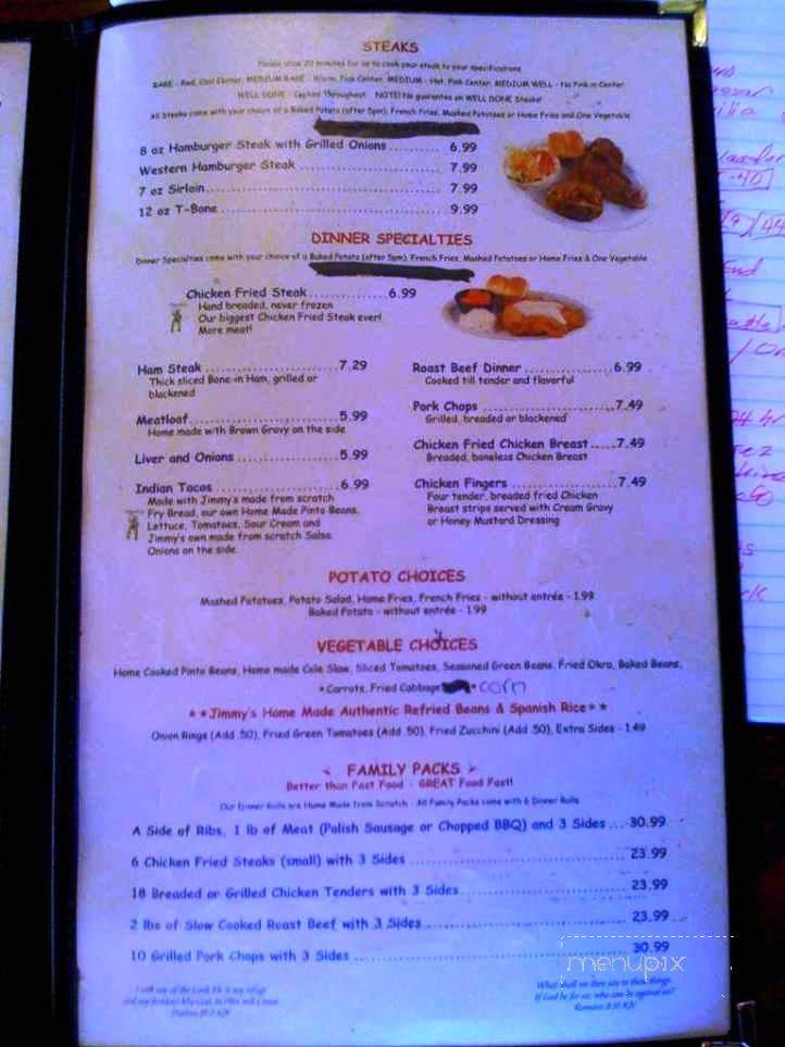 Jimmy's Round Up Cafe - Oklahoma City, OK menu_pic