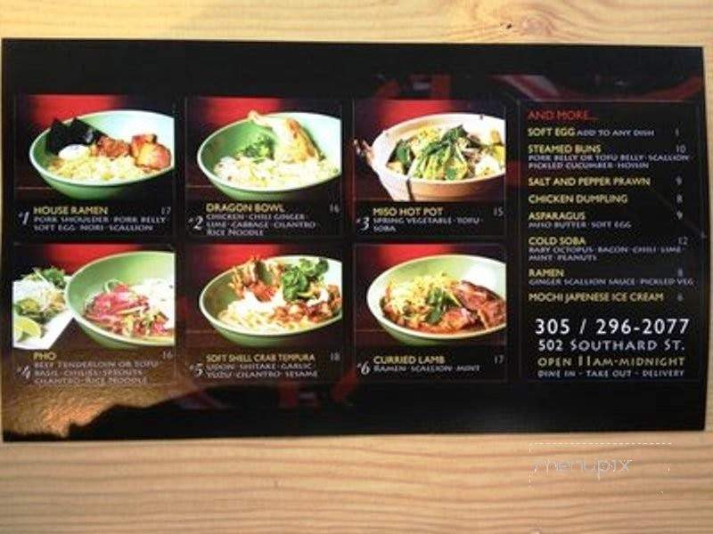 Kojin Noodle Bar - Key West, FL menu_pic