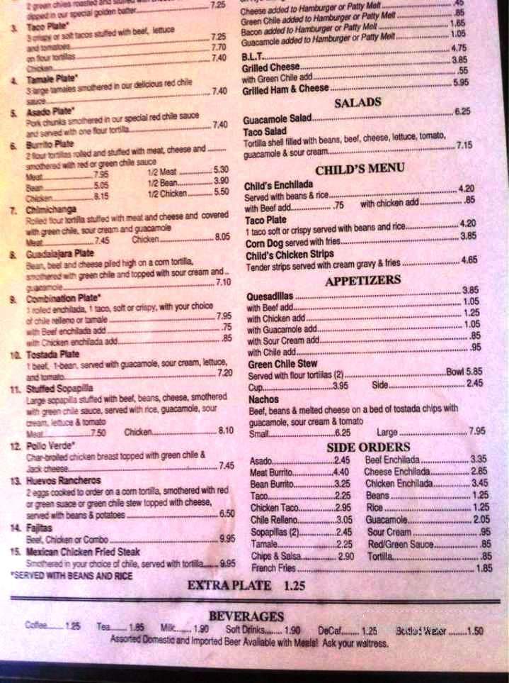 Martins Capitol Cafe - Roswell, NM menu_pic