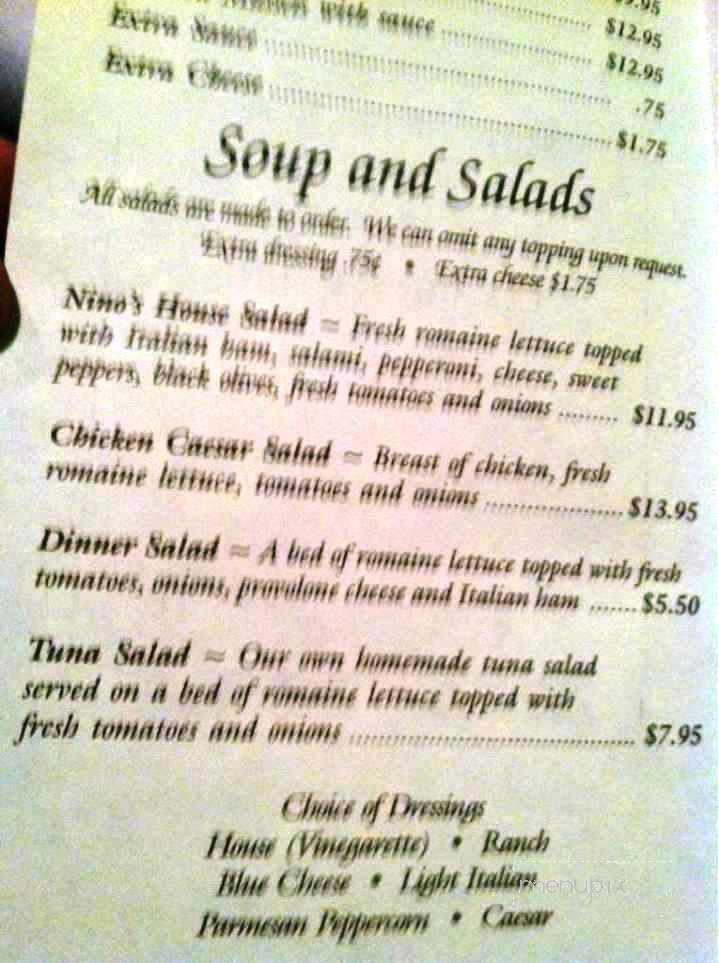 Nino's Italian Restaurant - Wyomissing, PA menu_pic