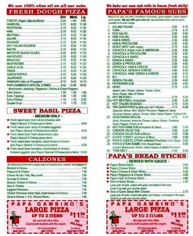 Papa Gambino's Pizzas Subs - Bangor, ME menu_pic