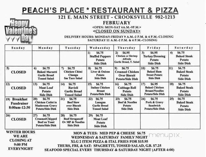 Peach's Place - Crooksville, OH menu_pic