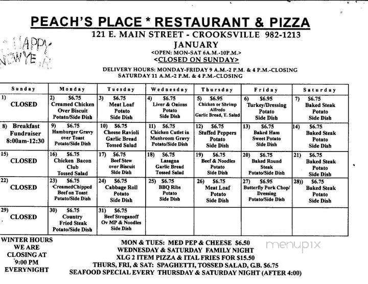 Peach's Place - Crooksville, OH menu_pic