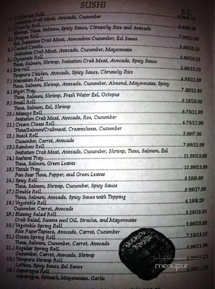 Sushi and Asian Cuisine Restaurant - Erie, PA menu_pic