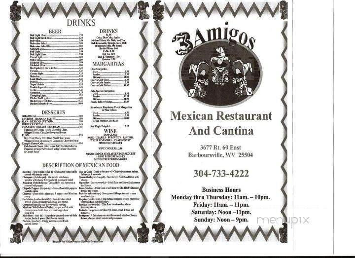 Three Amigos - Barboursville, WV menu_pic