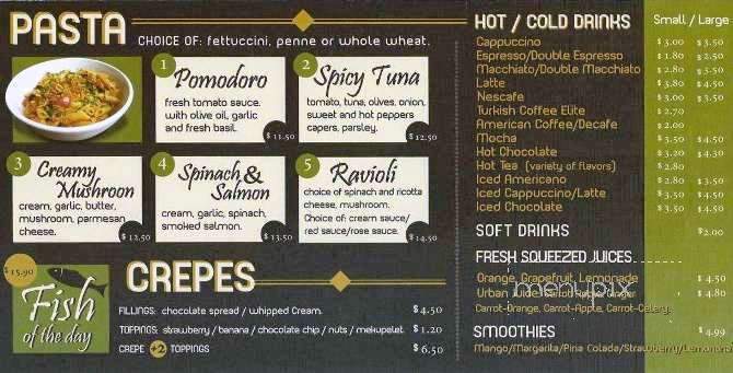 Urban Cafe - Hollywood, FL menu_pic