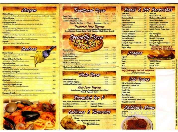 Villa Nuova Ristorante & Pizza - Deptford, NJ menu_pic