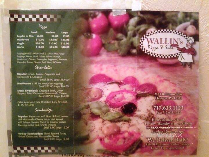 Wallins Pizza & Subs - Hanover, PA menu_pic