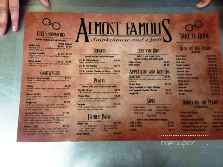 Almost Famous - Conway, AR menu_pic