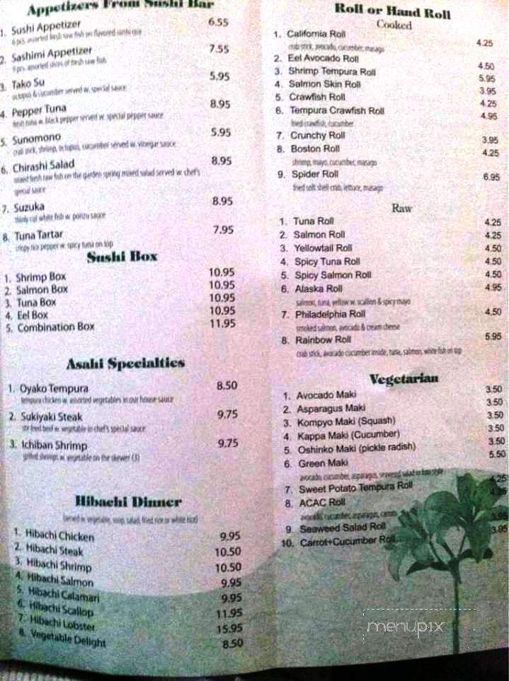 Asahi Sushi and Grill - Denham Springs, LA menu_pic