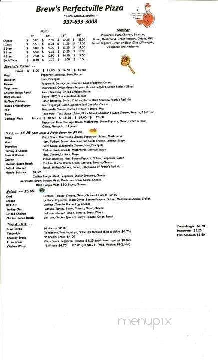 Brew's Perfectville Pizza - Jackson Center, OH menu_pic