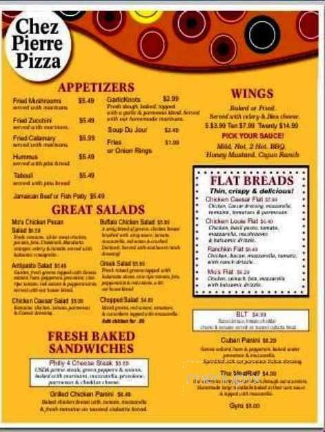 Chez Pierre Pizza - Jacksonville, FL menu_pic