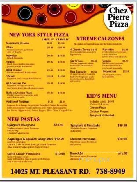 Chez Pierre Pizza - Jacksonville, FL menu_pic