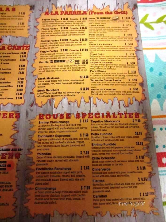 El Sombrero - Rolla, MO menu_pic