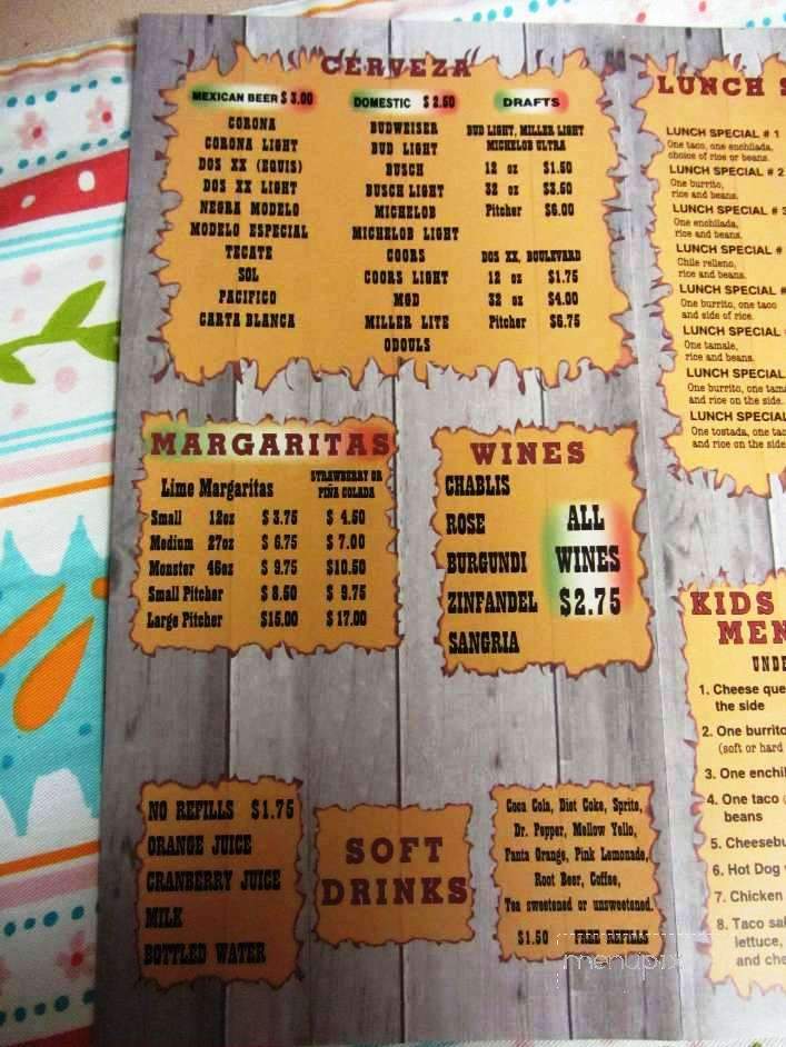 El Sombrero - Rolla, MO menu_pic