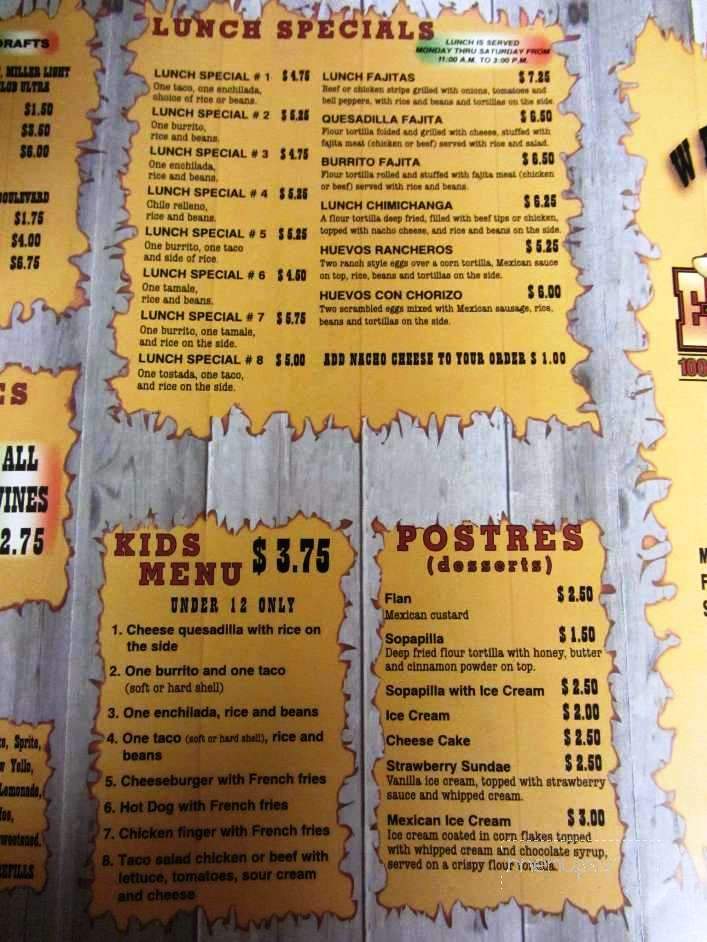 El Sombrero - Rolla, MO menu_pic