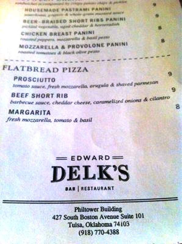 Edward Delk's Bar and Restaurant - Tulsa, OK menu_pic