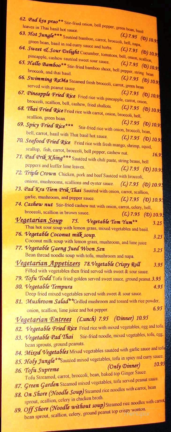 Joy Thai - Williamsport, PA menu_pic
